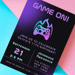 Invitación Chica Gamer Birthday Party Neon Video Game<br><div class="desc">Esta elegante invitación con un controlador de videojuegos de neón sería ideal para el cumpleaños del jugador. Añade fácilmente tu información haciendo clic en la opción "personalizar esta plantilla".</div>
