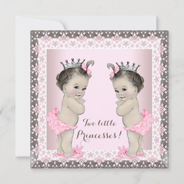 Invitación Chica gemela Baby Shower (Anverso)