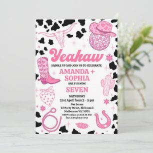 Invitación Chica gemela caliente Rodeo Western Disco Cumpleañ