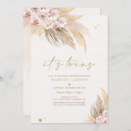 Invitación Chica gemela Pampas Grass Desert Bohemian Baby Sho