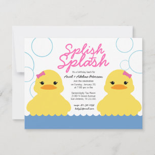 Invitación chica gemelo CUALQUIER EDAD de pupilo de hule