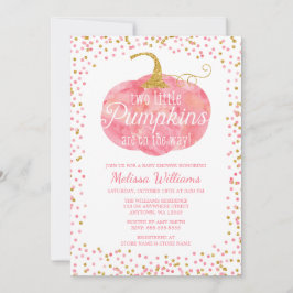 Invitación Chica gemelo de calabaza de oro rosa caída Baby Sh