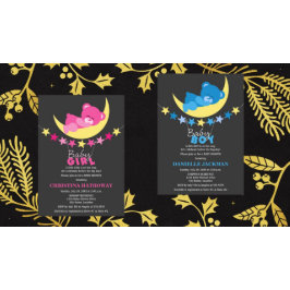 Invitación Chica gemelo y niño Teddy Bear Baby Shower