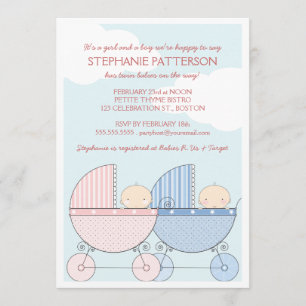 Invitación Chica gemelo y transporte de niños feliz Baby Show