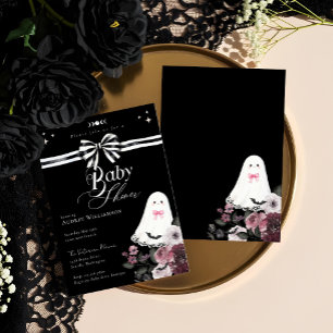 Invitación Chica Ghost Little Boo Floral Gothic Baby Shower