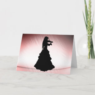 Invitación Chica gitano juega al violín en blanco dentro