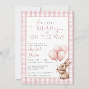 Invitación Chica Globos Rosa Conejito Baby Shower 