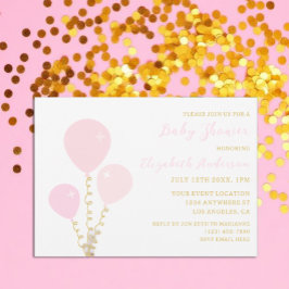 Invitación Chica globos rosados Baby Shower