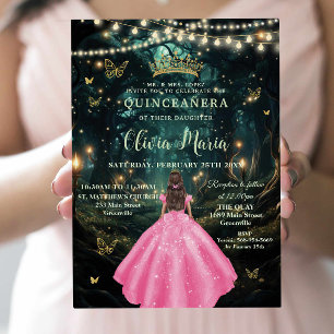 Invitación Chica Gold Quinceañera