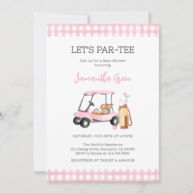 Invitación Chica Golf Baby Shower (Anverso)