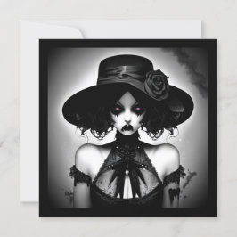 Invitación Chica gótico espantado Halloween