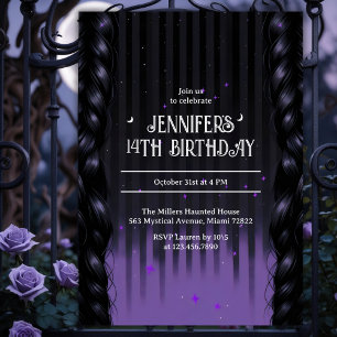 Invitación Chica gótico trenzas partido de cumpleaños adolesc