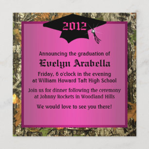 Invitación Chica Graduado De Camo Rosa En