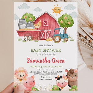 Invitación Chica Granja Baby Shower