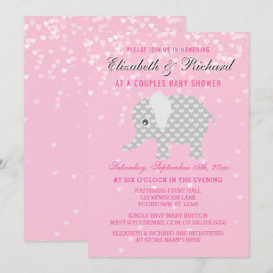 Invitación Chica gris rosado Baby Shower de los pares de los