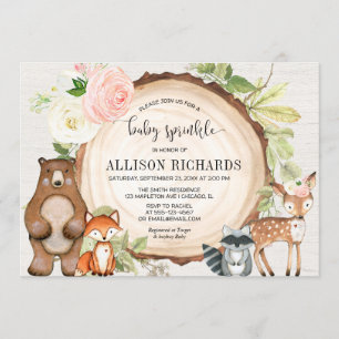 Invitación Chica guapa espolvorea temática de bosque