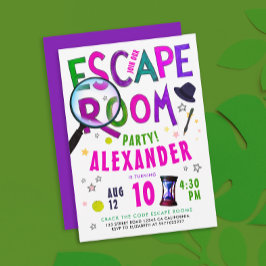 Invitación Chica Guay Escape Room Purple Pink Typo Watercolor