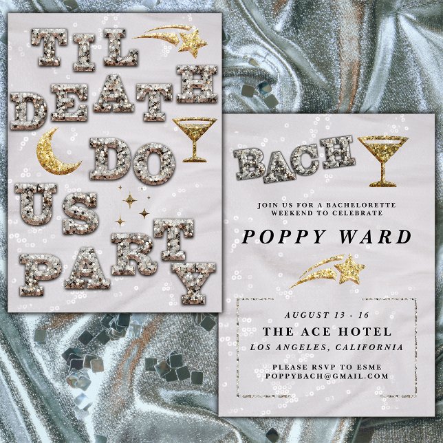 Invitación Chica Guay Glam Purpurina Metallic Disco Bachelore (trendy glam bach invite)