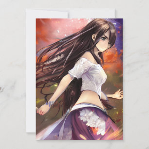 Invitación Chica Guerrero de la Manga Anime Gráfico