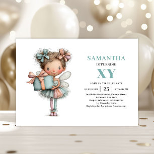 Invitación Chica Hada Mágica 7º Cumpleaños Pastel Fantasía