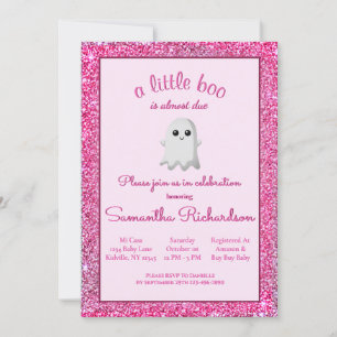 Invitación Chica Halloween Baby Shower Tía Fantasma Pequeño B