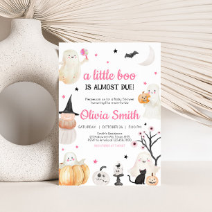 Invitación Chica Halloween Little Boo Baby Shower