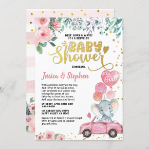 Invitación Chica Impulsado Por El Desfile De Baby Shower Elef