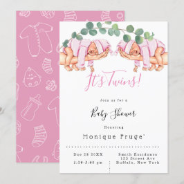 Invitación Chica infantil en el brazo de mami son gemelos Bab