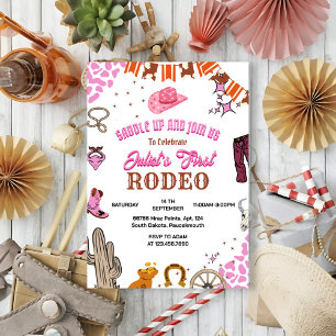 Invitación Chica infantil resuena primer rodeo primer Fiesta 