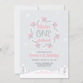Invitación Chica Invierno de Onederland Primer cumpleaños, pr