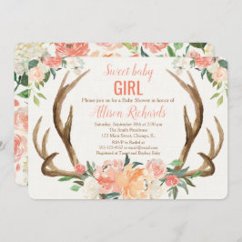 Invitación Chica invitado a la ducha para bebés Antler boho r