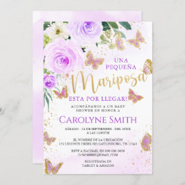 Invitación Chica invitado Baby Shower de mariposa floral de L