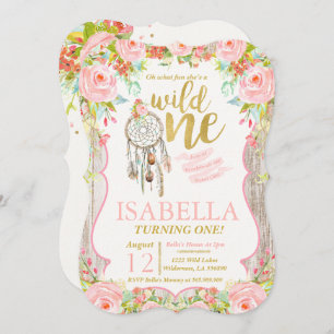 Invitación Chica Invitado Salvaje Boho Dreamcatcher Fiesta
