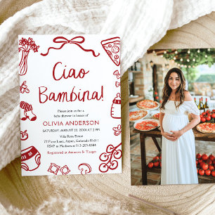 Invitación Chica italiano Ciao Bambina Wimsical Baby Shower