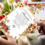 Invitación Chica judío bebé llama floral roja moderna<br><div class="desc">naranja bonito y fondo floral rojo invitación a la ceremonia de los nombres de los bebés judíos. El diseño es elegante con texto que se cambia fácilmente a su información. Elija entre una gama de tipos de papel. Desde una amplia gama de diseños finos de Chessie. Desplácese un poco por...</div>