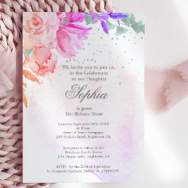 Invitación Chica judío bebé Naming Purple Lavender Floral