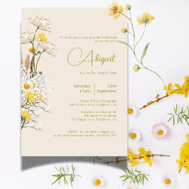 Invitación Chica judío bebé Naming Watercolor Flores silvestr