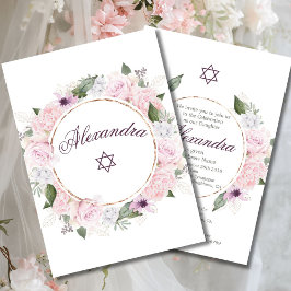 Invitación Chica Judío Bebé Nombrando Estrella De David Pink