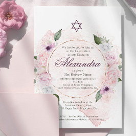 Invitación Chica Judío Nombrando Estrella Rosa Rosa De David