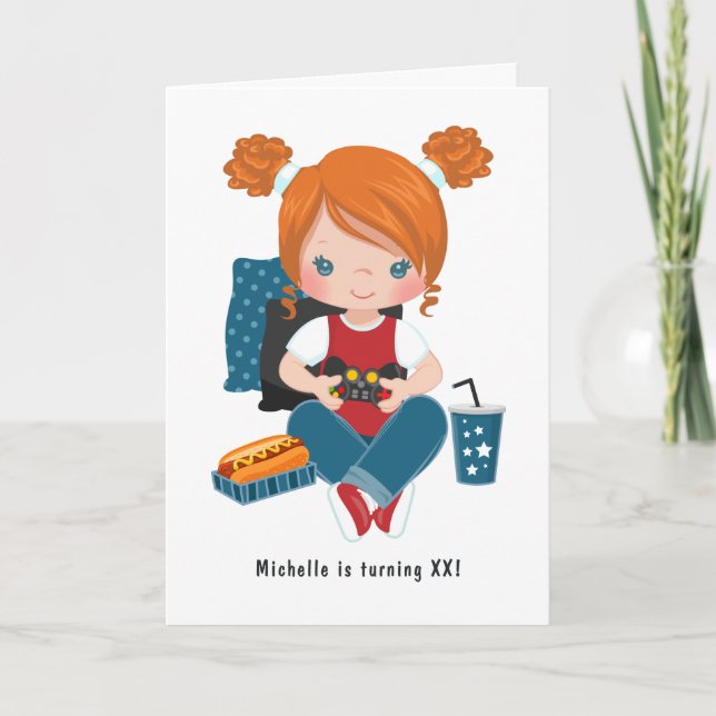 Invitación Chica Juego Noche Video Juego Fiesta Foto (Anverso)