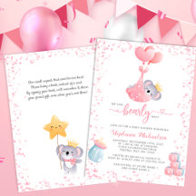 Chica Koala Bear con Baby Shower de solicitud de l