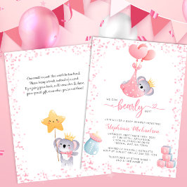Invitación Chica Koala Bear con Baby Shower de solicitud de l
