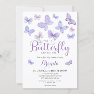 Invitación Chica Lavender Little Butterfly Baby Shower