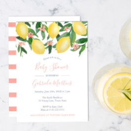 Invitación Chica Lemons Baby Shower, cítrico amarillo suave r