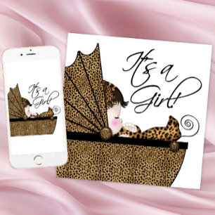 Invitación Chica Leopardo Baby Shower