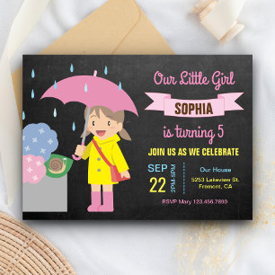 Invitación Chica linda con paraguas Fiesta de cumpleaños ll