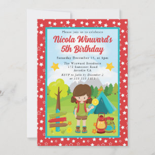 Invitación Chica linda de pelo castaño cumpleaños de niños ac