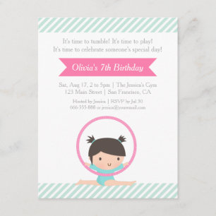 Invitación Chica Linda y Aro Cumpleaños de Niños de Gimnasia