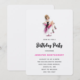 Invitación Chica linda y coqueta en una fiesta de cumpleaños