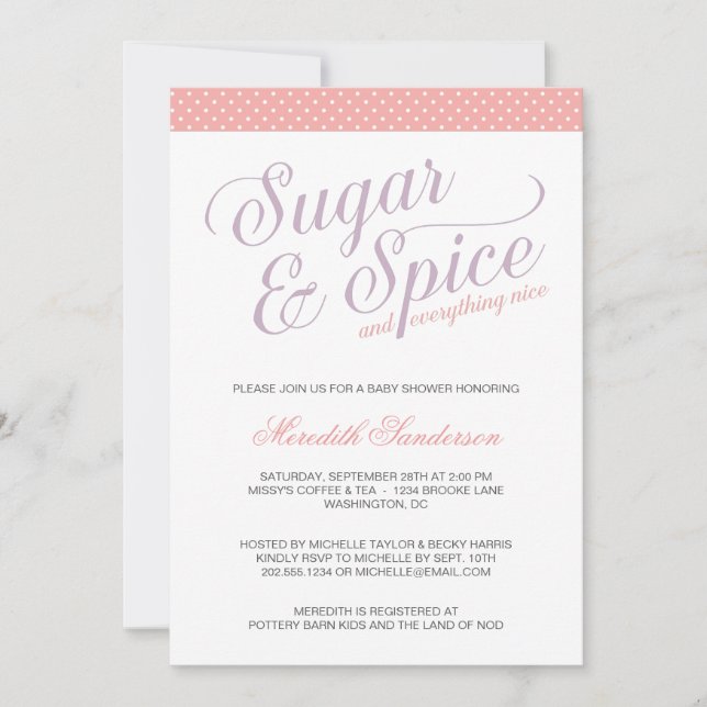 Invitación Chica lindo Baby Shower (Anverso)